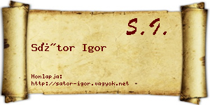 Sátor Igor névjegykártya